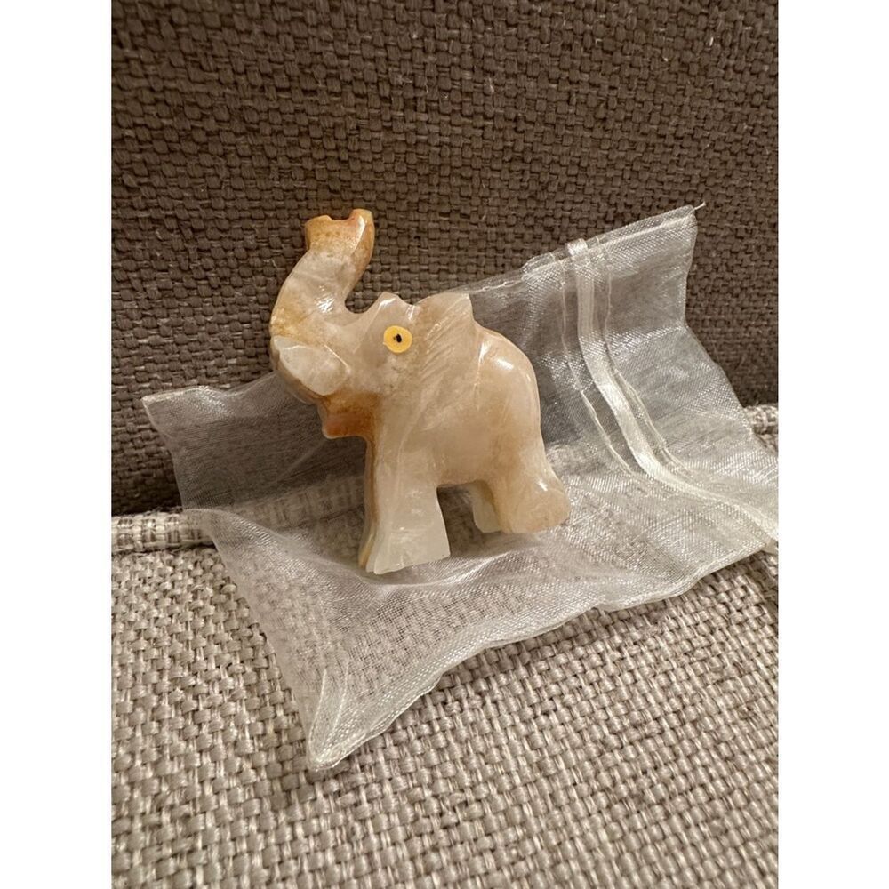 Vintage Carved Marbled Onyx Stone Elephant figure